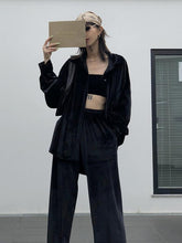 Simple Solid Velvet Shirt&Pants Suits